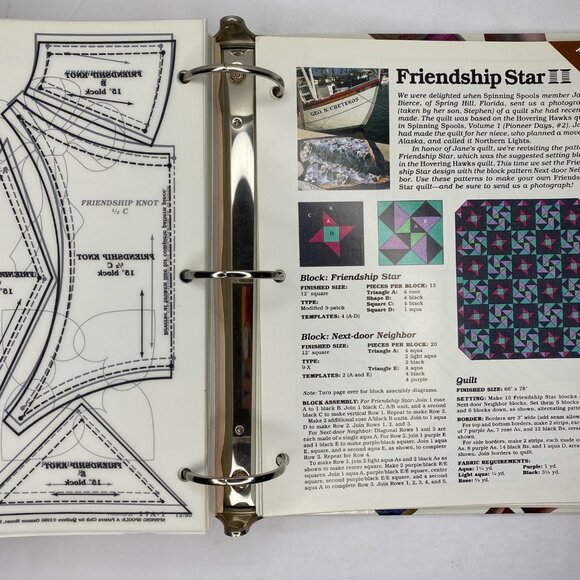 Vintage 1991 Georgia Bonesteels Spinning Spools Binder Pattern Club For Quilters - Picture 12 of 15